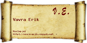 Vavra Erik névjegykártya